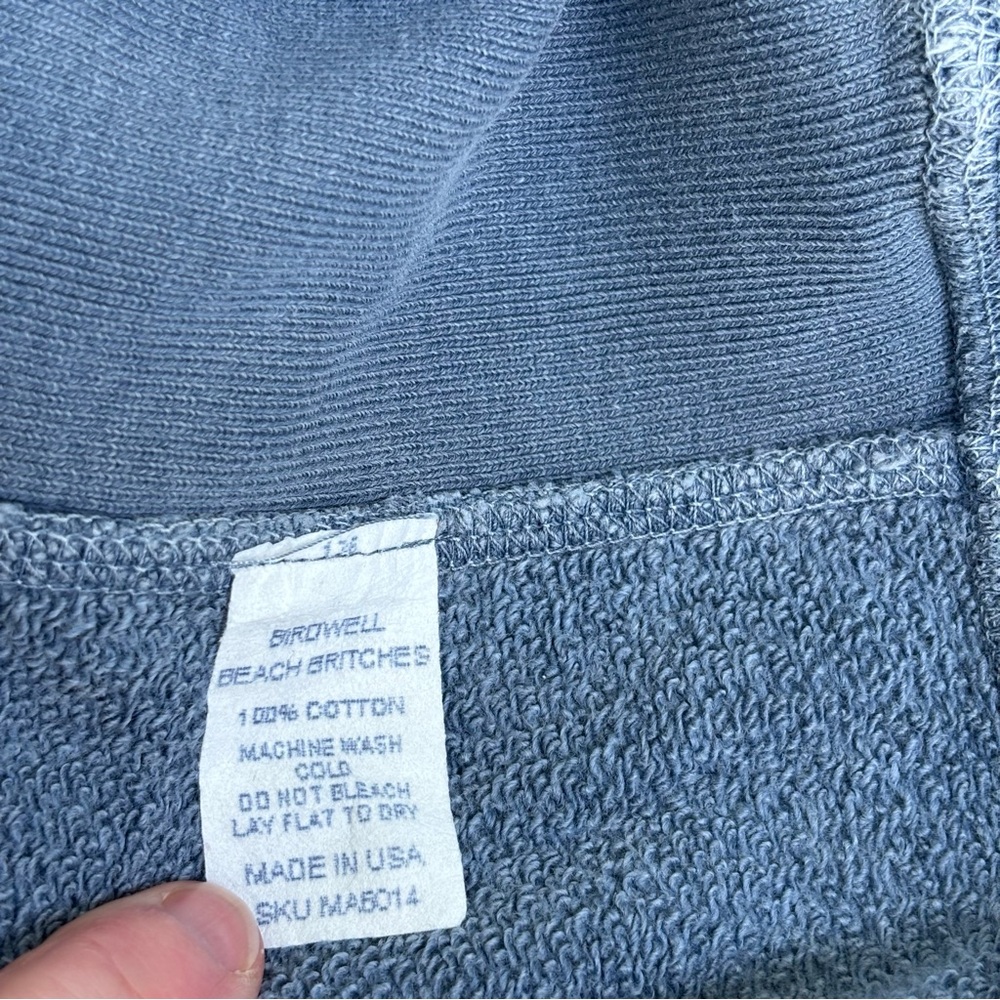 Birdwell Beach Britches Distressed Dusty Blue Crewneck Pocket Sweatshirt Men XXL - Picture 9 of 9